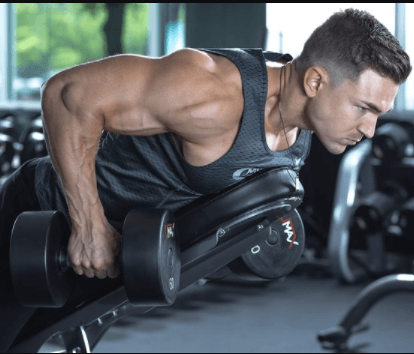 man performing a chest supported row